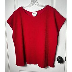 Bentley Woman Red Top Size 22W Sleeveless  Crinkle Fabric Shoulder Pads USA